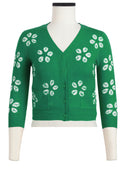 Charlotte Cardigan V Neck 3/4 Sleeve_70% Silk 30% Cashmere (Daisy Shibori)