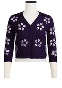 Charlotte Cardigan V Neck 3/4 Sleeve_70% Silk 30% Cashmere (Daisy Shibori)