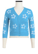 Charlotte Cardigan V Neck 3/4 Sleeve_70% Silk 30% Cashmere (Daisy Shibori)
