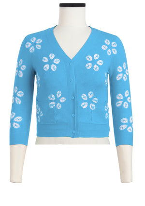 Charlotte Cardigan V Neck 3/4 Sleeve_70% Silk 30% Cashmere (Daisy Shibori)