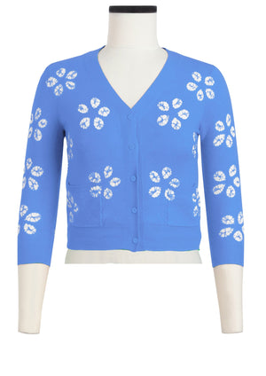 Charlotte Cardigan V Neck 3/4 Sleeve_70% Silk 30% Cashmere (Daisy Shibori)