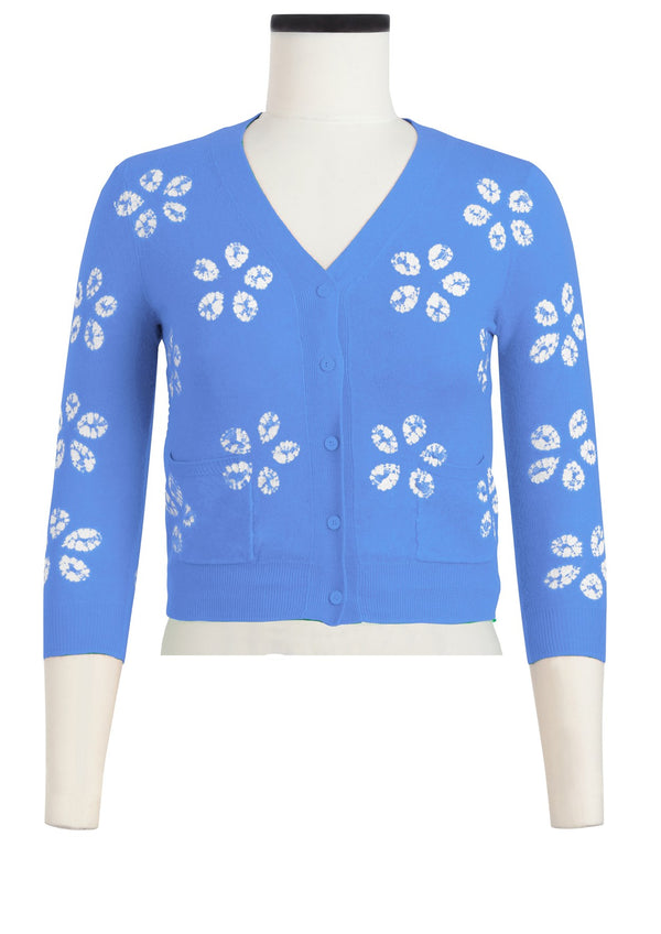 Charlotte Cardigan V Neck 3/4 Sleeve_70% Silk 30% Cashmere (Daisy Shibori)