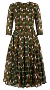 Amanda Dress Jewel Neck 3/4 Sleeve Midi Length Cotton Musola (Deco Cutout)