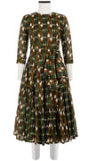 Amanda Dress Jewel Neck 3/4 Sleeve Midi Length Cotton Musola (Deco Cutout)