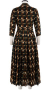 Audrey Dress #4 Shirt Collar 3/4 Sleeve Midi Plus Length Wool Musola (Deco Cutout)