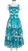 Aster Dress Boat Neck Sleeveless Midi Length Cotton Musola (Delft Dutcese)