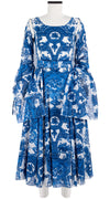 Aster Dress Boat Neck Sleeveless Midi Length Cotton Musola (Delft Dutcese)