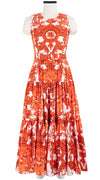 Emma Dress Crew Neck Sleeveless Midi Plus Length Cotton Stretch (Delft Dutcese)