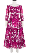 Aster Dress Boat Neck 3/4 Sleeve Midi Length Cotton Musola (Delft Dutcese)