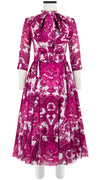 Aster Dress Boat Neck 3/4 Sleeve Midi Length Cotton Musola (Delft Dutcese)
