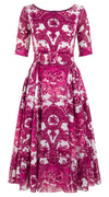 Avenue Dress Boat Neck 1/2 Sleeve Midi Length Cotton Musola (Delft Dutcese)