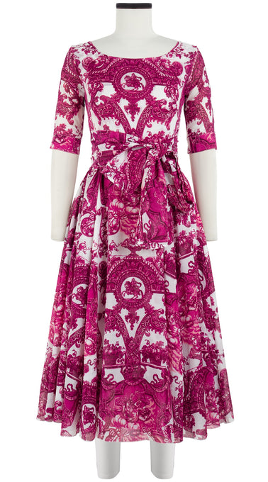 Avenue Dress Boat Neck 1/2 Sleeve Midi Length Cotton Musola (Delft Dutcese)