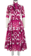 Avenue Dress Boat Neck 1/2 Sleeve Midi Length Cotton Musola (Delft Dutcese)