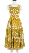Aster Dress Boat Neck Sleeveless Midi Length Cotton Musola (Delft Dutcese)