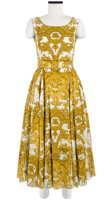 Aster Dress Boat Neck Sleeveless Midi Length Cotton Musola (Delft Dutcese)