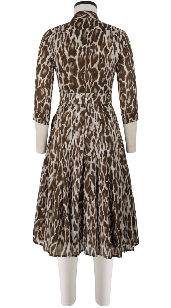 Audrey Dress #4 Shirt Collar 3/4 Sleeve Long +3 Length Cotton Musola (Dior Leopard)