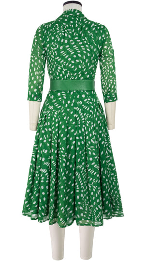 Audrey Dress #4 Shirt Collar 3/4 Sleeve Midi Length Cotton Musola (Drapery Dots)