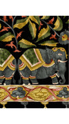 Rachel Dress Jewel Neck 3/4 Sleeve Silk Ottoman (Dupattas Elephant)