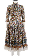 Melanie Dress Jewel Neck 3/4 Sleeve Midi Length Cotton Musola (Dupattas Elephant)