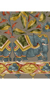 Rachel Dress Jewel Neck 3/4 Sleeve Silk Ottoman (Dupattas Elephant)