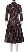 Audrey Dress #6 Shirt Collar 3/4 Sleeve Long Length Cotton Stretch (Eching Multi)