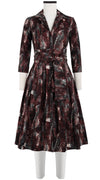 Audrey Dress #6 Shirt Collar 3/4 Sleeve Long Length Cotton Stretch (Eching Multi)