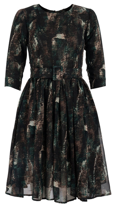 Jenny Dress Crew Neck 3/4 Sleeve Silk GGT (Eching Multi)