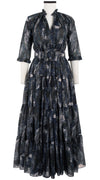 Eden Dress Crew Neck 3/4 Sleeve with Hamilton Belt Maxi Length Cotton Musola (Eching Multi)