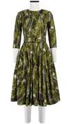 Rose Dress Crew Neck 3/4 Sleeve Long Length Cotton Stretch (Eching Multi)