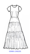 Emma Dress Crew Neck Short Sleeve Midi Length Cotton Musola (Lillie Toile)