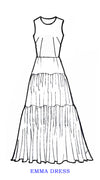 Emma Dress Crew Neck Sleeveless Midi Length Cotton Musola (Lillie Toile)