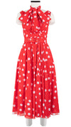 Vivien Dress #1 V Neck Sleeveless Midi Length Cotton Musola (Fellini Dots Small Bright)