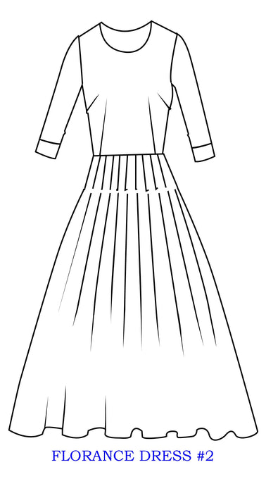 Florance Dress #2 Crew Neck 3/4 Sleeve Midi Length Cotton Musola_Solid_Black