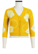 Charlotte Cardigan V Neck 3/4 Sleeve_70% Silk 30% Cashmere (Flower Ring Shibori)