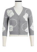 Charlotte Cardigan V Neck 3/4 Sleeve_70% Silk 30% Cashmere (Flower Ring Shibori)