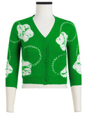 Charlotte Cardigan V Neck 3/4 Sleeve_70% Silk 30% Cashmere (Flower Ring Shibori)
