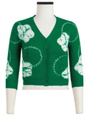 Charlotte Cardigan V Neck 3/4 Sleeve_70% Silk 30% Cashmere (Flower Ring Shibori)