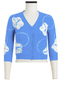 Charlotte Cardigan V Neck 3/4 Sleeve_70% Silk 30% Cashmere (Flower Ring Shibori)