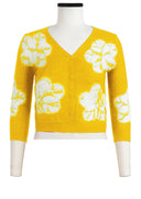 Charlotte Cardigan V Neck 3/4 Sleeve_70% Silk 30% Cashmere (Flower Shibori)