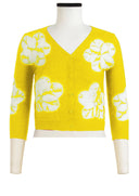 Charlotte Cardigan V Neck 3/4 Sleeve_70% Silk 30% Cashmere (Flower Shibori)