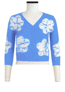 Charlotte Cardigan V Neck 3/4 Sleeve_70% Silk 30% Cashmere (Flower Shibori)