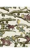 Laurent Dress Jewel Neck 3/4 Sleeve Long Length Wool Musola (Forest Animal)