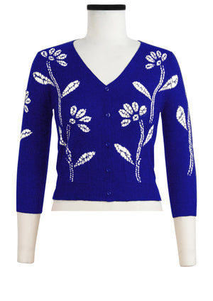 Charlotte Cardigan V Neck 3/4 Sleeve_70% Silk 30% Cashmere (Garden Shibori)
