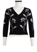 Charlotte Cardigan V Neck 3/4 Sleeve_70% Silk 30% Cashmere (Garden Shibori)