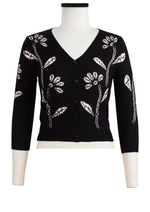Charlotte Cardigan V Neck 3/4 Sleeve_70% Silk 30% Cashmere (Garden Shibori)