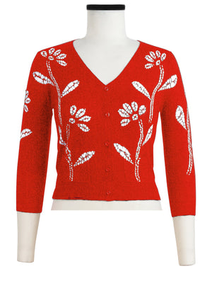 Charlotte Cardigan V Neck 3/4 Sleeve_70% Silk 30% Cashmere (Garden Shibori)