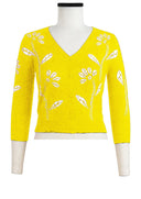 Charlotte Cardigan V Neck 3/4 Sleeve_70% Silk 30% Cashmere (Garden Shibori)