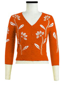 Charlotte Cardigan V Neck 3/4 Sleeve_70% Silk 30% Cashmere (Garden Shibori)