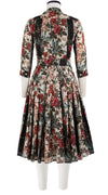 Audrey Dress #4 Shirt Collar 3/4 Sleeve Long Length Cotton Musola (Garland Rose)