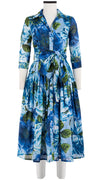 Audrey Dress #2 Shirt Collar 3/4 Sleeve Midi Length Cotton Musola (Giant Poppy Ground)